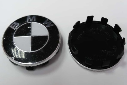 Колпачок ступицы BMW 57/55 10 ножек черный/белый (217208) фото 1