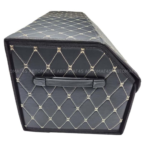 C2R Органайзер  багажника кофр экокожа черный с бежевой ниткой 70 x 30 x 30см MAXIMAL Big   фото 3