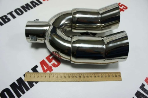 Насадка  на глушитель ZXQ-512 нержавеющая сталь двойная скошенная    фото 3