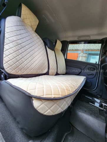 Гелакси  Накидки на сиденье на силиконе велюр задний ряд бежевые 3шт  фото 7