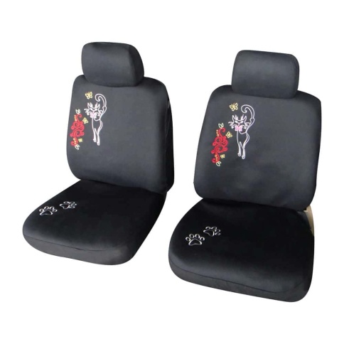 Mashinomesto чехлы майки полиэстер передние черный кошка 6 предметов    фото 1