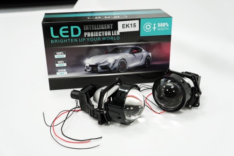 TEMPGOR EK15 светодиодные Би-Led линзы 3.0" 12V 50/60W 6000K 5600Lm 2 чипа 2шт гарантия 12 месяцев   фото 1
