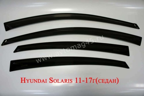 ANVair  дефлекторы окон Hyundai Solaris Хендай Солярис седан 2011-2017г комплект 4шт    фото 2