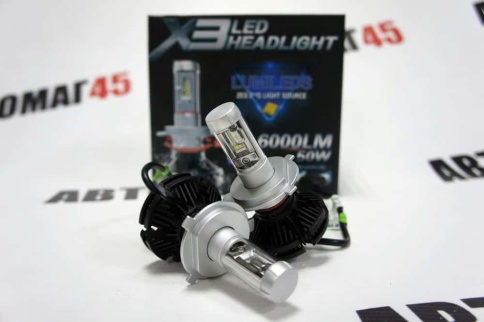 X3 чип  ZES LED 2шт H4 12В 18W 6000K 4400Lm с обманкой гарантия 1мес    фото 3