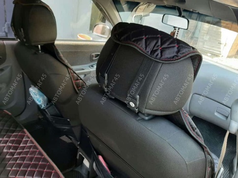 Гелакси  Накидки на сиденье универсальные велюр передние черные с боками с красной ниткой 1шт  фото 4