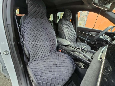 Автотренд  Накидки на сиденье на силиконе без боков велюр черный c черной ниткой 2шт фото 1