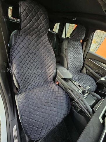 Автотренд  Накидки на сиденье на силиконе без боков велюр черный c черной ниткой 2шт фото 6