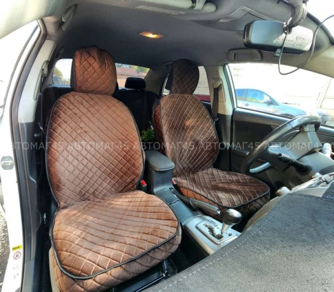 Гелакси  Накидки на сиденье на силиконе велюр коричневый 2шт    фото 6