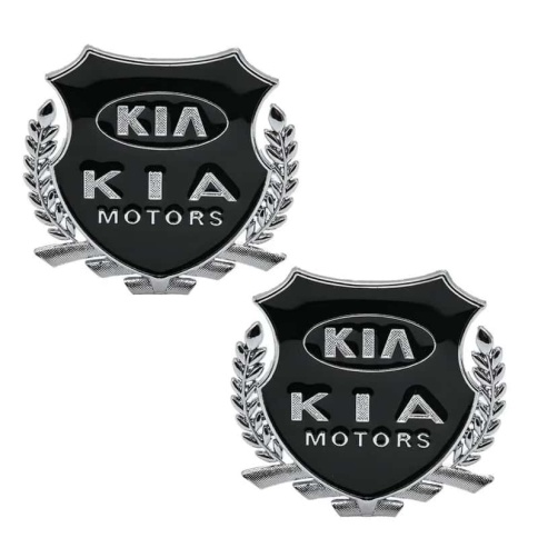 Шильдик Kia Motors черный металл 55*50мм 2шт SHK K203 фото 1