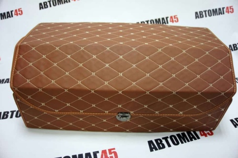 Органайзер  багажника кофр экокожа коричневый с бежевой ниткой 50 x 30 x 30см MAXIMAL Middle   фото 1