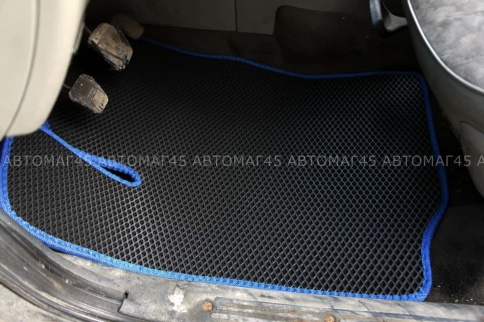 EVA ЭВА  коврики в салон Лада Kalina Granta Datsun On-do Mi-do черные синий кант рис ромб компл 5шт фото 3