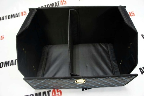 Органайзер  багажника кофр экокожа черный с синей ниткой 70 x 30 x 30см MAXIMAL Big   фото 2