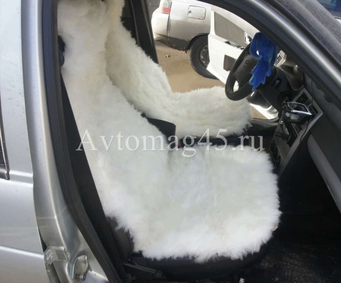 Накидка  на сиденье длинный ворс белый 140х55см 1шт    фото 3