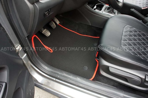 EVA ЭВА  коврики в салон LADA Vesta Веста Vesta SW SW Cross NG черные красный кант рис ромб комп 5шт фото 1