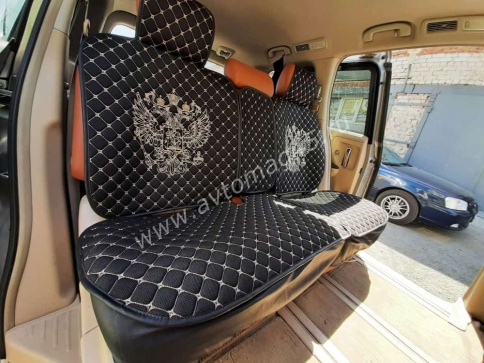 Чехлы  накидки на сиденье серия G лен черный бежевая/белая нитка комплект 5 шт фото 16