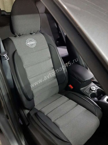 Авточехлы  Nissan X-Trail Ниссан Х-Трейл 2013-2022г кузов T32 жаккард серый Ижевск   фото 7