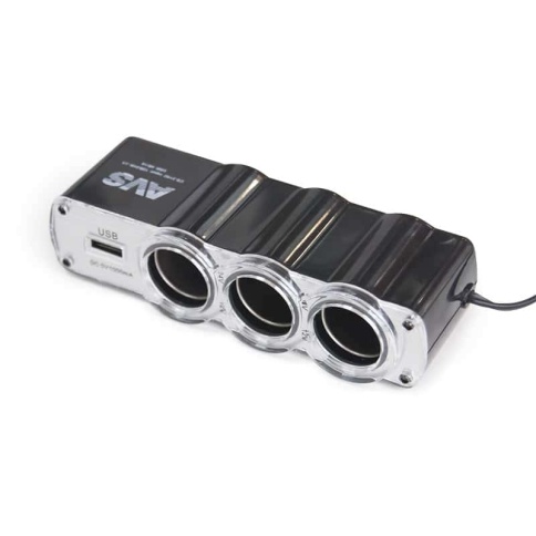 AVS  разветвитель прикуривателя на 3 гнезда и USB    фото 3