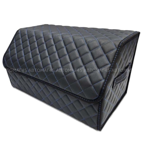 C2R Органайзер  багажника кофр экокожа черный с синей ниткой 50x30x30см  фото 2