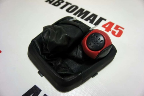 Azard  Ручка КПП с чехлом Лада Kalina Калина экокожа черно-красная    фото 1