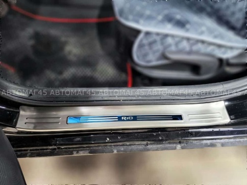 Накладки на внутр пороги Kia Rio 4 Киа Рио 4 2017-2022г широкие алюминий 4шт фото 9