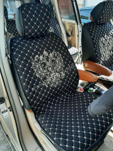 Чехлы  накидки на сиденье серия G лен черный бежевая/белая нитка комплект 5 шт фото 17