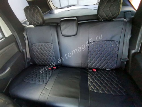 Авточехлы  Renault Duster до 2015г Sandero S.Stepway до 2015г 1/1 экокожа черная сер.н ромб фото 6