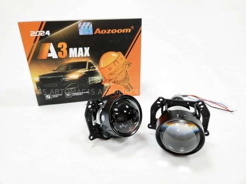 Aozoom  A3 Max 2024 светодиодные Би-Led линзы 2.5" 12V 49W 5500K 4200Lm 1 чип гарантия 12 месяцев    фото 1