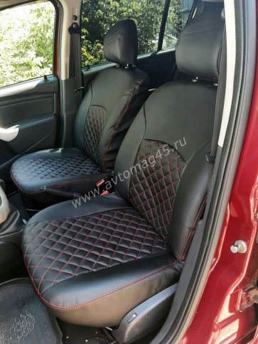 Авточехлы  Renault Duster до 2015г Sandero S.Stepway до 2015г 1/1 экокожа черная сер.н ромб фото 9