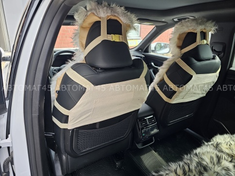 Накидки искусственный мех комбинированные середина темно-серая бока палевые 140х50см 2шт    фото 5