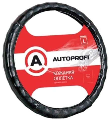 Autoprofi  оплетка руля кожа черная ребристая размер L AP-765 BK    фото 1