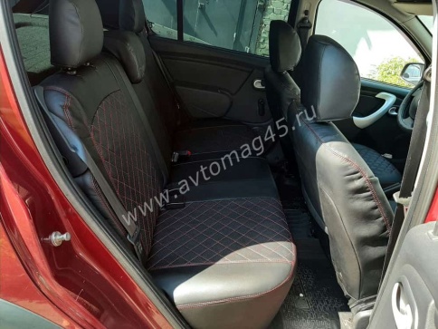 Авточехлы  Renault Duster до 2015г Sandero S.Stepway до 15г 2/3 Terrano 14-16 экокожа сер.нить ромб фото 14