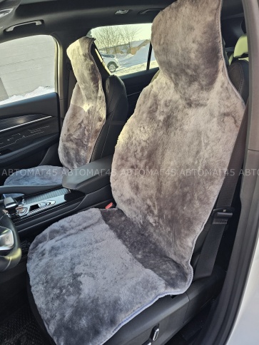 Накидки  короткий ворс мутон 145х55см серый на силикон.основе 2шт фото 4