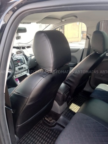 Авточехлы  Ford Focus 2 Форд Фокус 2 экокожа алькантара черная серая нить ромб    фото 5