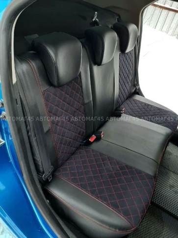 Авточехлы  Renault Logan с 2013г Renault Sandero Stepway с 2015г 2/3 без AIRBAG алькант сер.н ромб фото 2