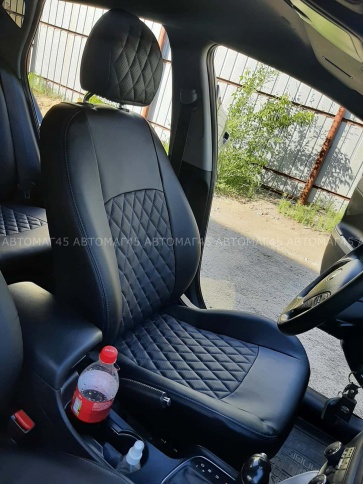 Авточехлы  Kia Ceed Киа Сид 2012-2018г экокожа черная серая нить ромб г.Ростов  фото 5