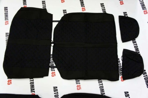 Авточехлы  Газель трехместная жаккард черный с синей ниткой ромб без поролона Барс   фото 2