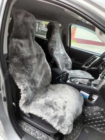 Рус Автотренд  Накидки короткий ворс мутон серый 140x55 2шт    фото 1