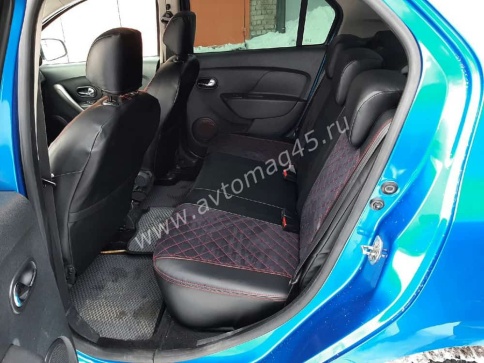 Авточехлы  Renault Duster до 2015г Sandero S.Stepway до 15г 2/3 Terrano 14-16г экокожа альк чер ромб фото 8