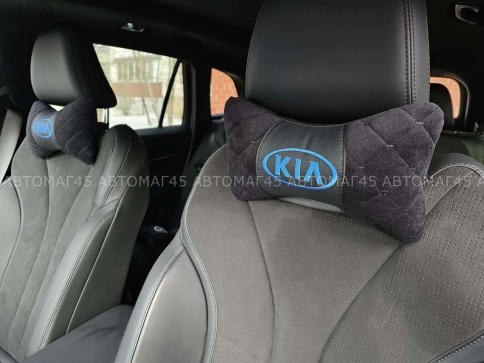 Подушка  под шею с лого KIA синий логотип 2шт фото 5