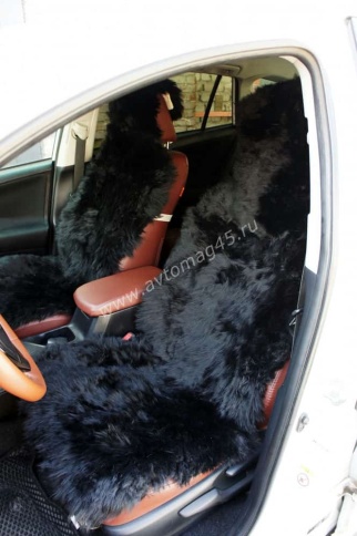 Накидка  длинный ворс черный 140х50см подклад черный 2шт    фото 1