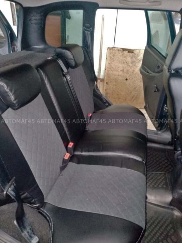 Авточехлы  Нива Шевроле 2014-2020г Niva Travel с 2020г экокожа алькантара черная с серой ниткой ромб фото 9