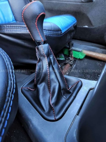 SALMAN Ручка КПП ВАЗ 2110 2111 2112 под КПП 2110 черный с красной ниткой в сборе хром   фото 6