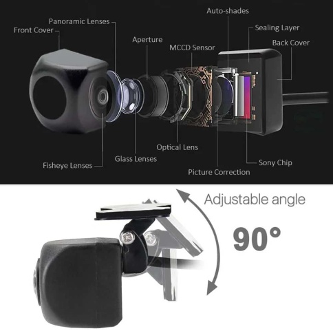 ET1391 Универсальная камера заднего вида HD 728*628 парковочные линии рыбий глаз угол 170 гар 6мес фото 4