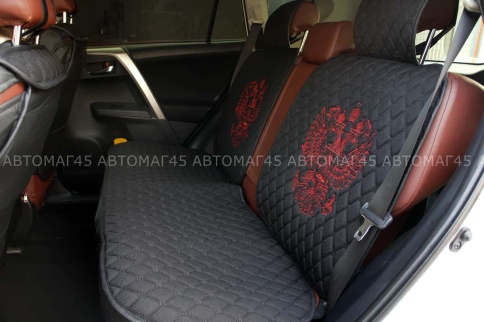 Чехлы  накидки на сиденье серия G лен черный красная нитка комплект 5 шт    фото 5
