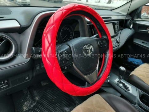 Maximal  оплетка руля кожа красная ромб красная нитка размер 37-39см R-01-BLRD   фото 2