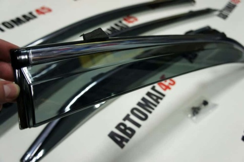 Дефлекторы окон Toyota Camry V40 Тойота Камри V40 2006-2011г с хромом комплект 4шт    фото 4