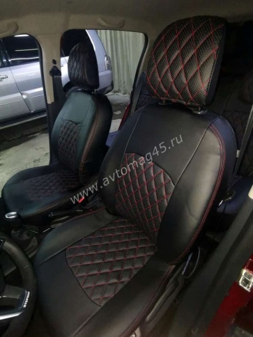 Авточехлы  Renault Logan Stepway с 2013г Renault Sandero Stepway с 2015г 1/1 экокожа черный ромб фото 1