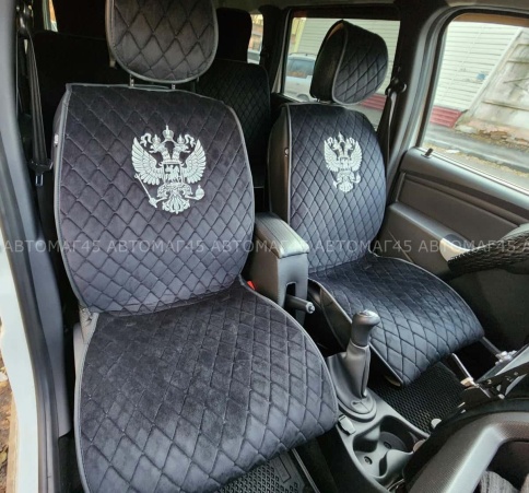 Чехлы  накидки на сиденье серия G велюр черный белая нитка комплект 5 шт Maximal фото 1