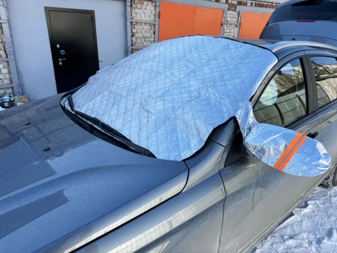 Накидка защитная от наледи и солнца на лобовое стекло 218см х 140см с ушами   фото 4