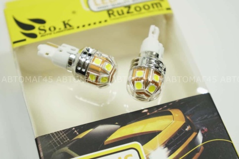 Ruzoom  лампа светодиодная T16 W16W 12 SMD без цоколя canbus 6000K 330Lm одноконтакт белая 2шт X0125 фото 3
